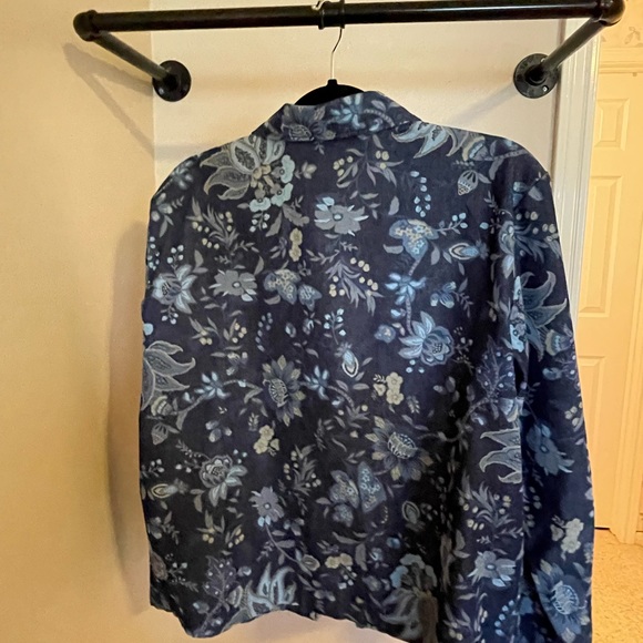 Coldwater Creek Jean Jacket, Medium, with blue flowers - Picture 2 of 3